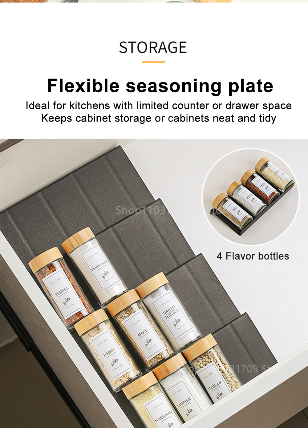 4-Layer Kitchen Spice Drawer Organizer – Adjustable Rack for Spice Jars & Seasoning Bottles