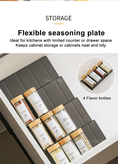 4-Layer Kitchen Spice Drawer Organizer – Adjustable Rack for Spice Jars & Seasoning Bottles