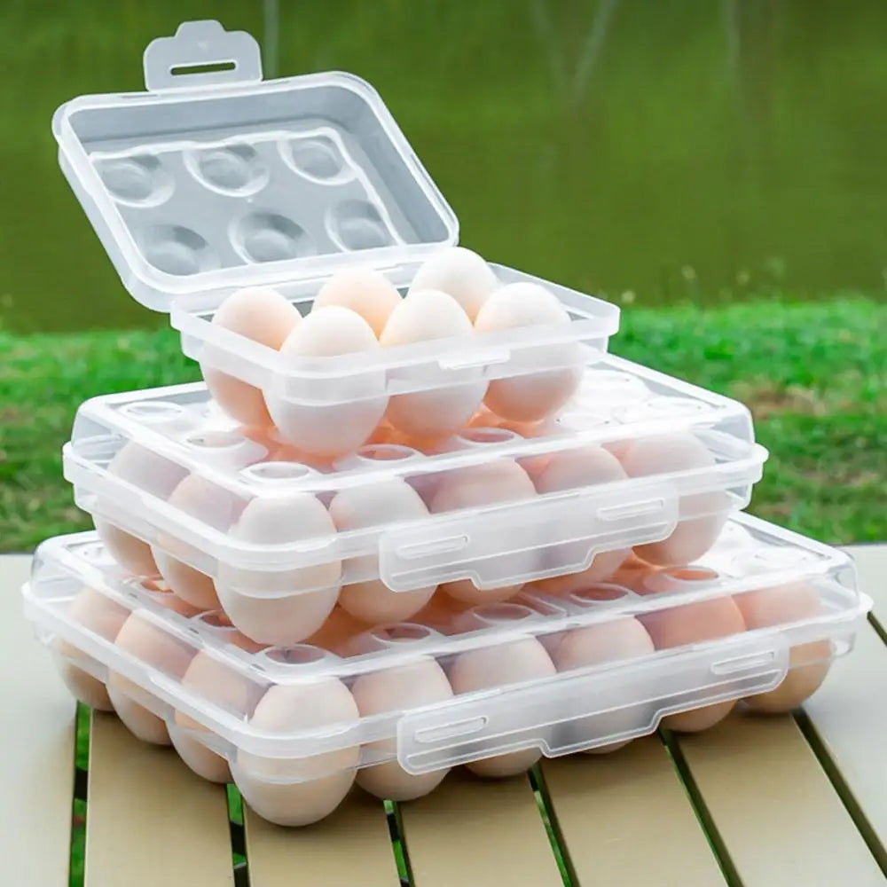 Portable Egg Holder with Lid – Stackable Plastic Egg Tray for Fridge, Camping & Outdoor Use