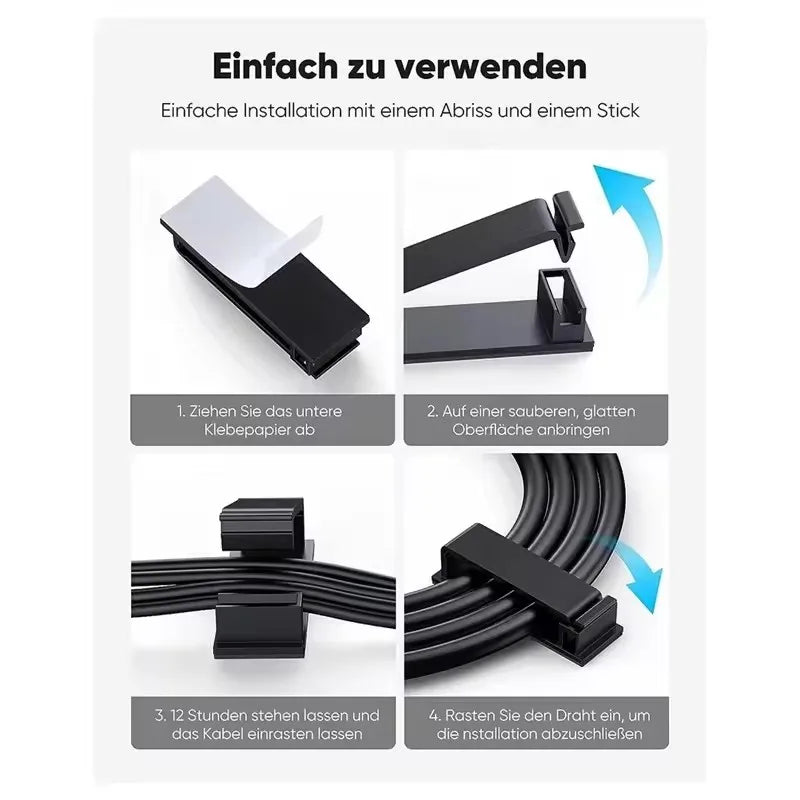 Self-Adhesive Cable Organizer Clips – 10-Pack Cord Management Clamps for Home, Office & Car