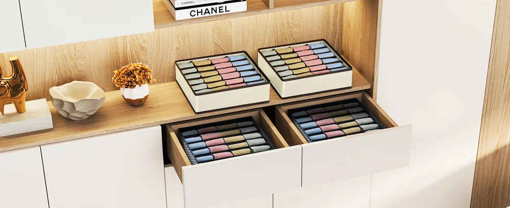 Sock & Underwear Drawer Organizer – Foldable Closet Divider Bins