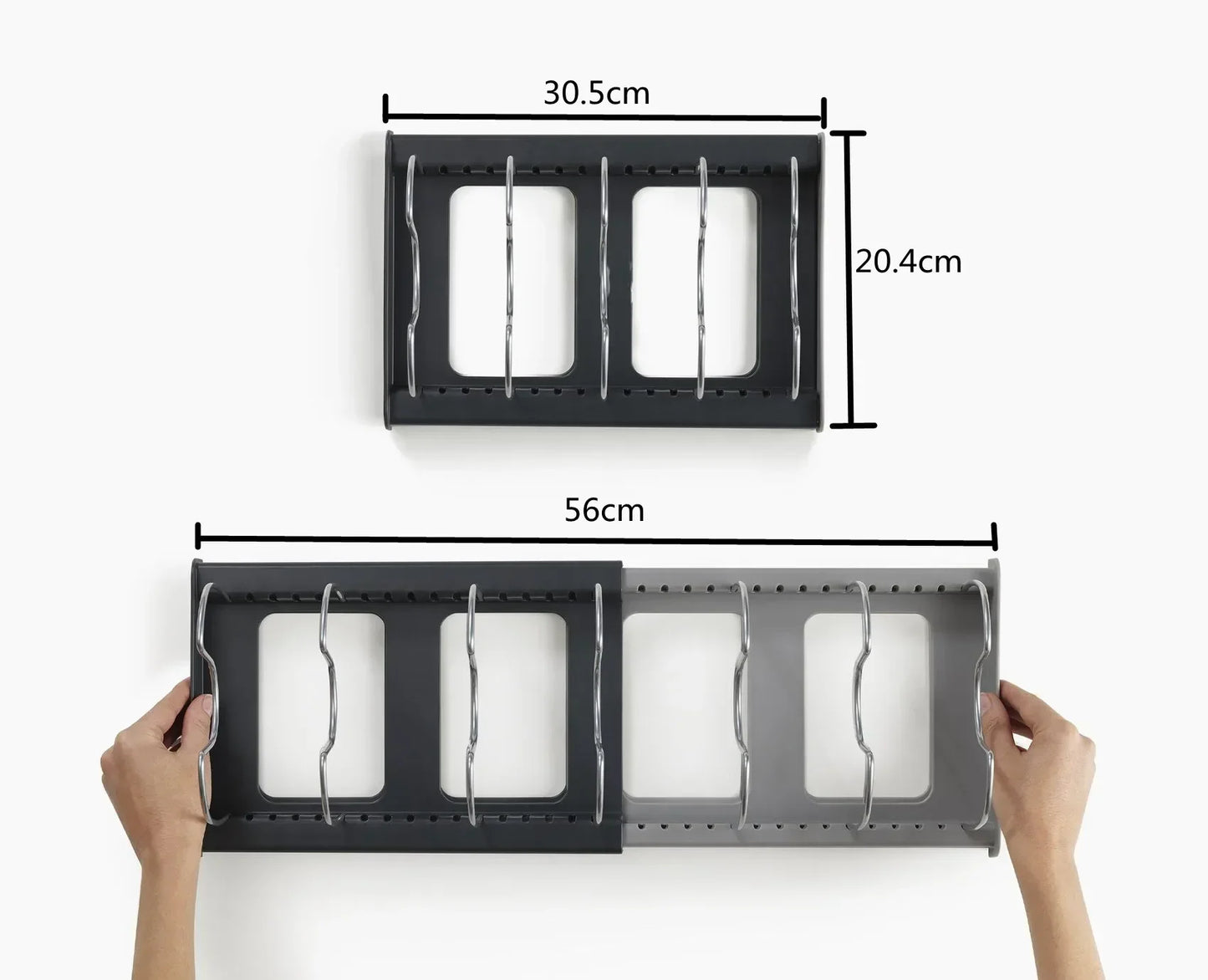 Telescopic Pot & Pan Organizer Rack – 7-Grid Adjustable Cabinet Holder for Pots, Pans & Lids