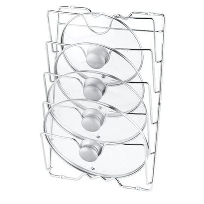 Wall-Mounted Pot Lid Organizer Rack – 5-Layer Iron Kitchen Storage for Lids & Utensils