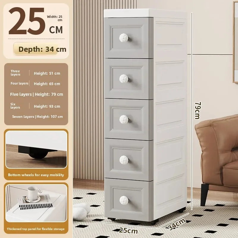 Narrow Stackable Storage Bin – Slim PP Organizer for Kitchen, Bathroom & Closet (3 to 7 Layers)