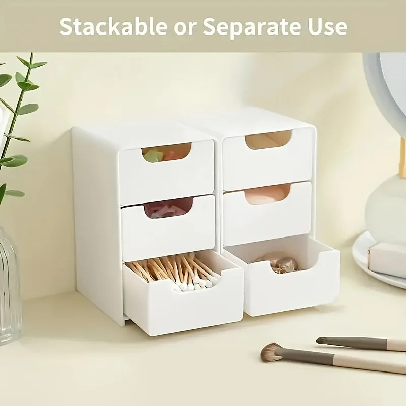 3-Tier Desk Organizer with Drawers – Portable Storage Box for Office Supplies, Jewelry & Cosmetics