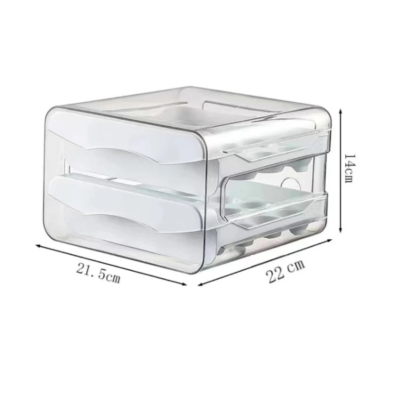 Egg Storage Box – 2-Layer Drawer Fridge Organizer for 32 Eggs