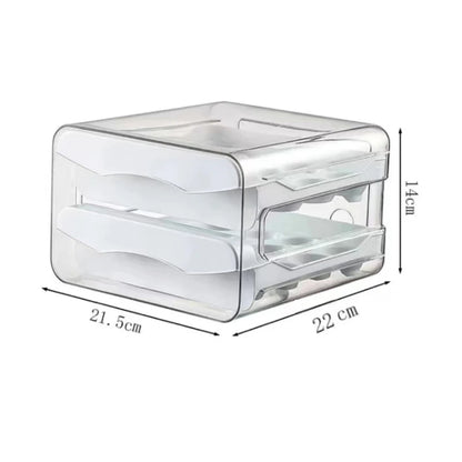 Egg Storage Box – 2-Layer Drawer Fridge Organizer for 32 Eggs