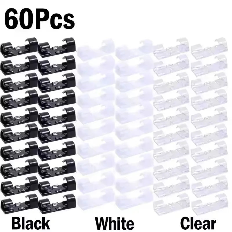 Cable Clips Wire Holder – Self-Adhesive Cord Management Clamps for Home, Office & Car (5 to 60-Pack)