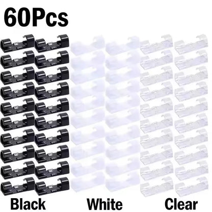 Cable Clips Wire Holder – Self-Adhesive Cord Management Clamps for Home, Office & Car (5 to 60-Pack)