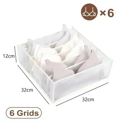 Closet Underwear & Bra Organizer Box – Foldable Non-Woven Drawer Divider for Socks, Ties & Scarves