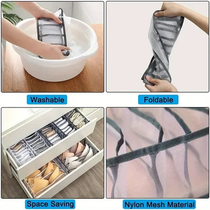 Foldable Closet Organizer Box – 7/9/11 Grid Drawer Storage for Socks, Underwear, Bras & Jeans