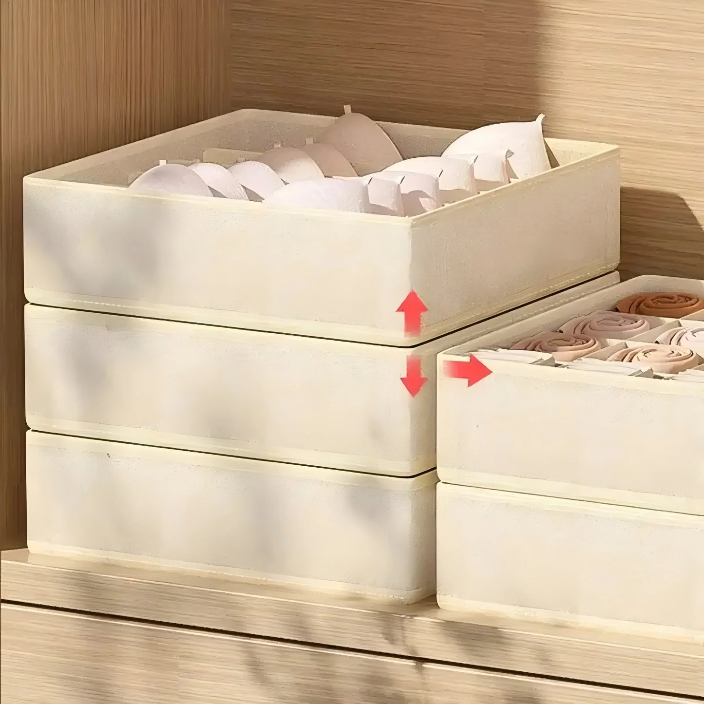 Underwear & Socks Drawer Organizer – Foldable Non-Woven Closet Storage Box for Bras & Underpants