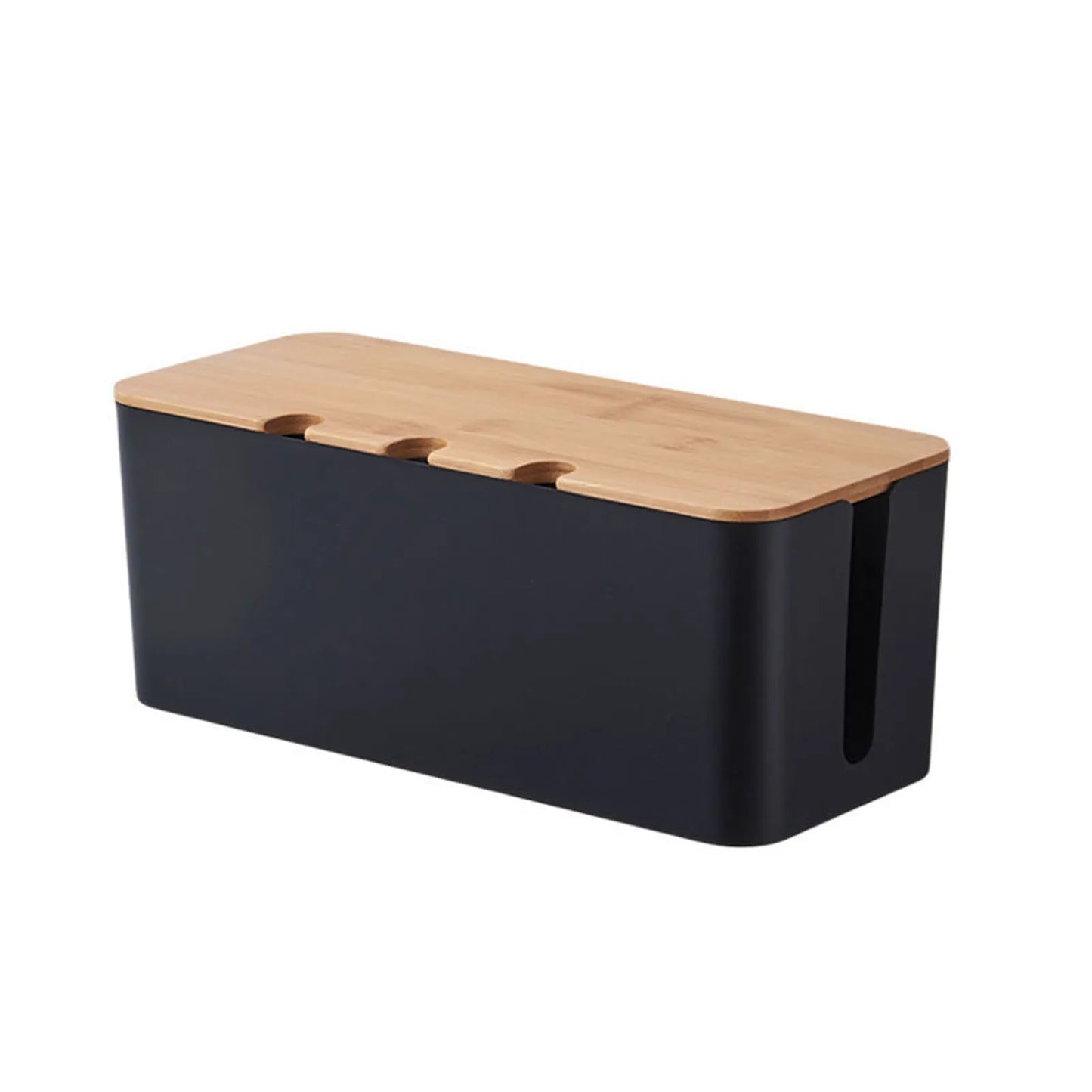Cable Management Box – Wooden Style Cord Organizer for TV, Computer & Power Strip