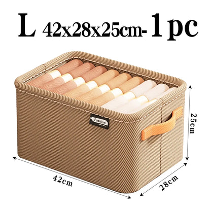 Clothes Storage Organizer Bag – Foldable Non-Woven Wardrobe Box for Pants, Sweaters & Jeans