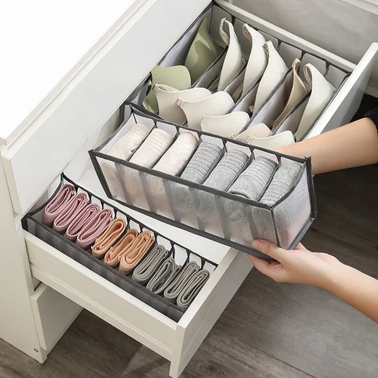Closet Underwear & Bra Organizer Box – Foldable Non-Woven Drawer Divider for Socks, Ties & Scarves
