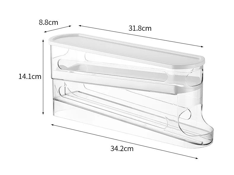 Automatic Rolling Egg Dispenser – 2-Tier Fridge Egg Holder Rack & Organizer