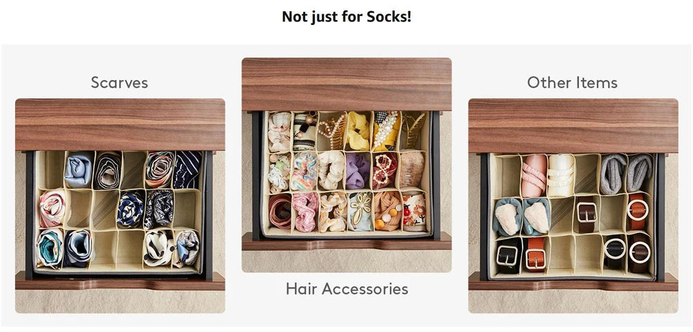 Sock & Underwear Drawer Organizer – Foldable Closet Divider Bins