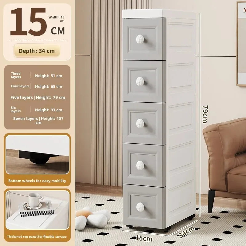 Narrow Stackable Storage Bin – Slim PP Organizer for Kitchen, Bathroom & Closet (3 to 7 Layers)