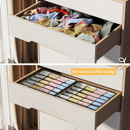 Sock & Underwear Drawer Organizer – Foldable Closet Divider Bins