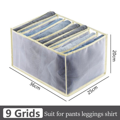 Foldable Clothing Drawer Organizer – Multi-Grid Nylon Storage Box for Jeans, Socks, Bras & Ties