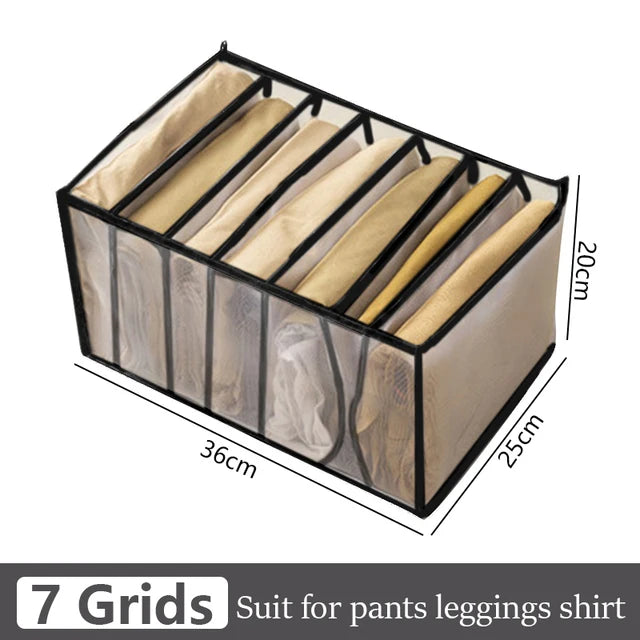Foldable Clothing Drawer Organizer – Multi-Grid Nylon Storage Box for Jeans, Socks, Bras & Ties
