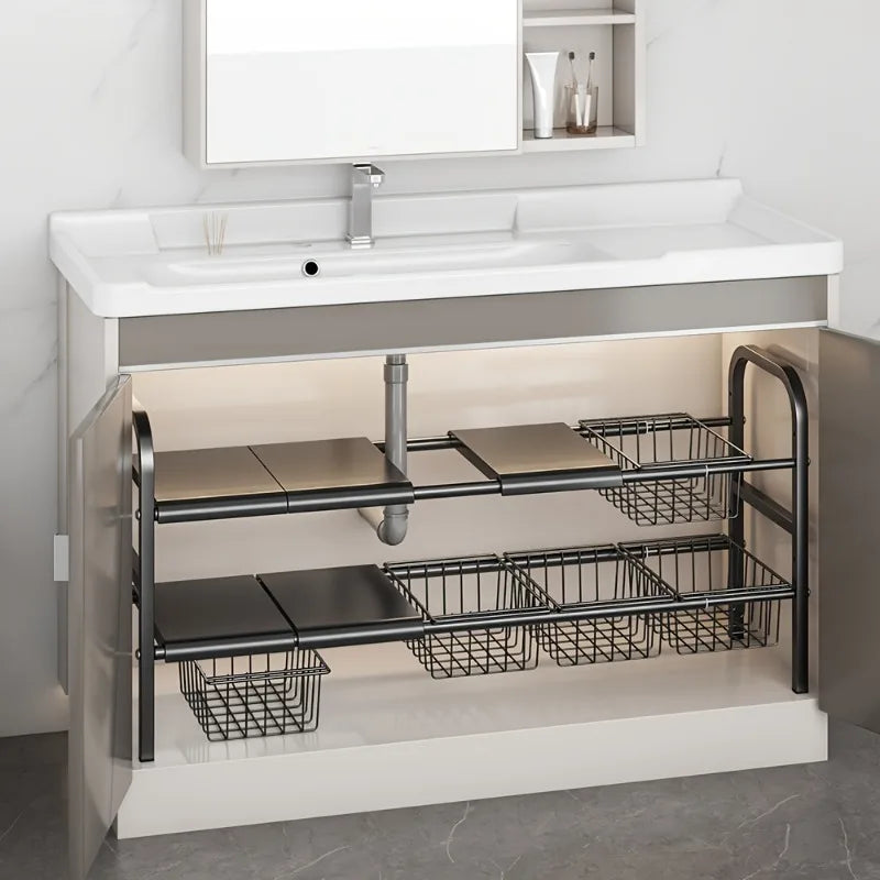 Expandable Under-Sink Cabinet Organizer – Multi-Use Shelf Rack for Kitchen & Bathroom