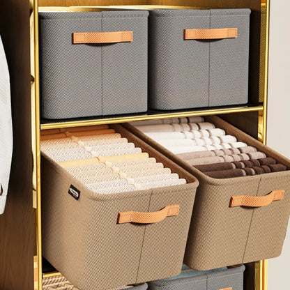 Clothes Storage Organizer Bag – Foldable Non-Woven Wardrobe Box for Pants, Sweaters & Jeans