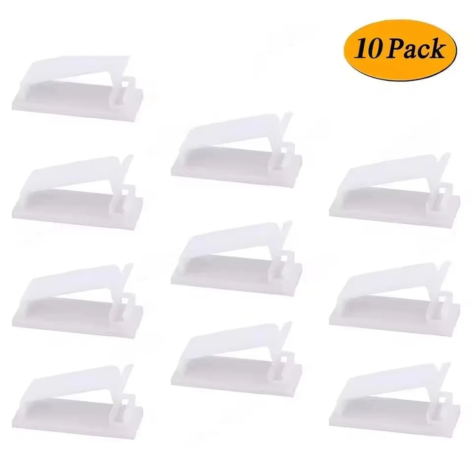 Self-Adhesive Cable Organizer Clips – 10-Pack Cord Management Clamps for Home, Office & Car