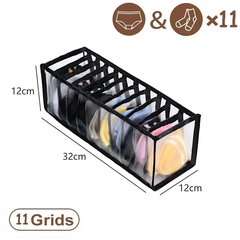 Closet Underwear & Bra Organizer Box – Foldable Non-Woven Drawer Divider for Socks, Ties & Scarves