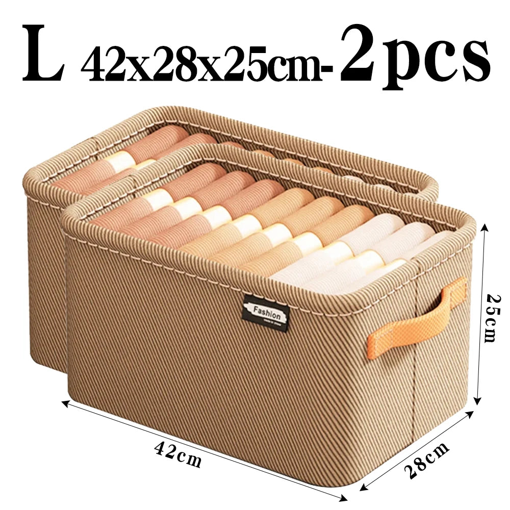 Clothes Storage Organizer Bag – Foldable Non-Woven Wardrobe Box for Pants, Sweaters & Jeans