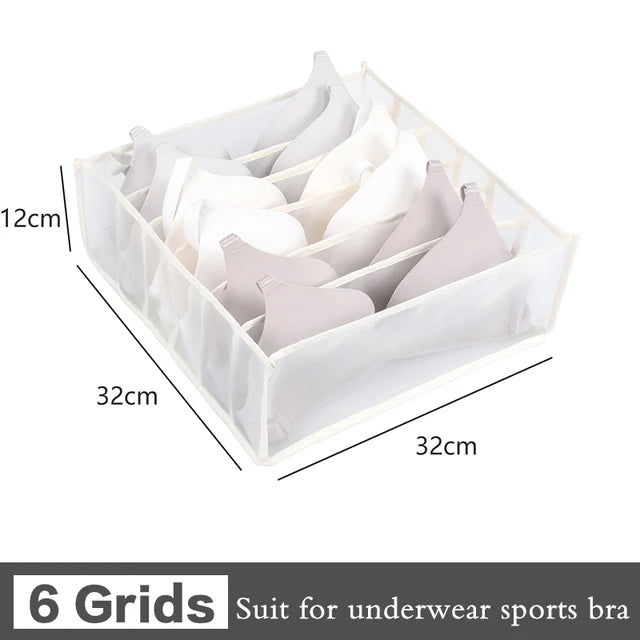 Foldable Clothing Drawer Organizer – Multi-Grid Nylon Storage Box for Jeans, Socks, Bras & Ties