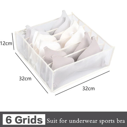 Foldable Clothing Drawer Organizer – Multi-Grid Nylon Storage Box for Jeans, Socks, Bras & Ties