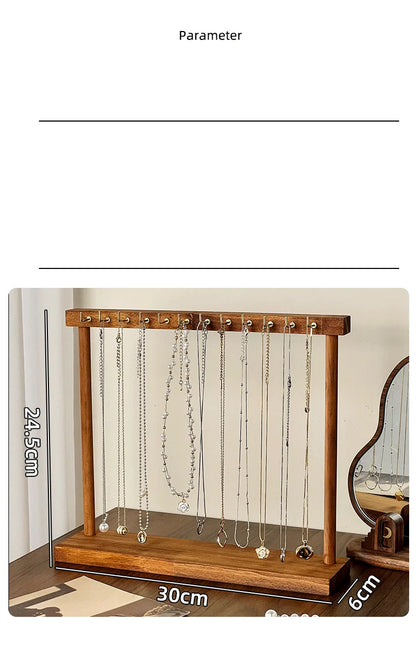 Wooden Jewelry Organizer Display Stand – Necklace Rack for Chains, Earrings & Bracelets