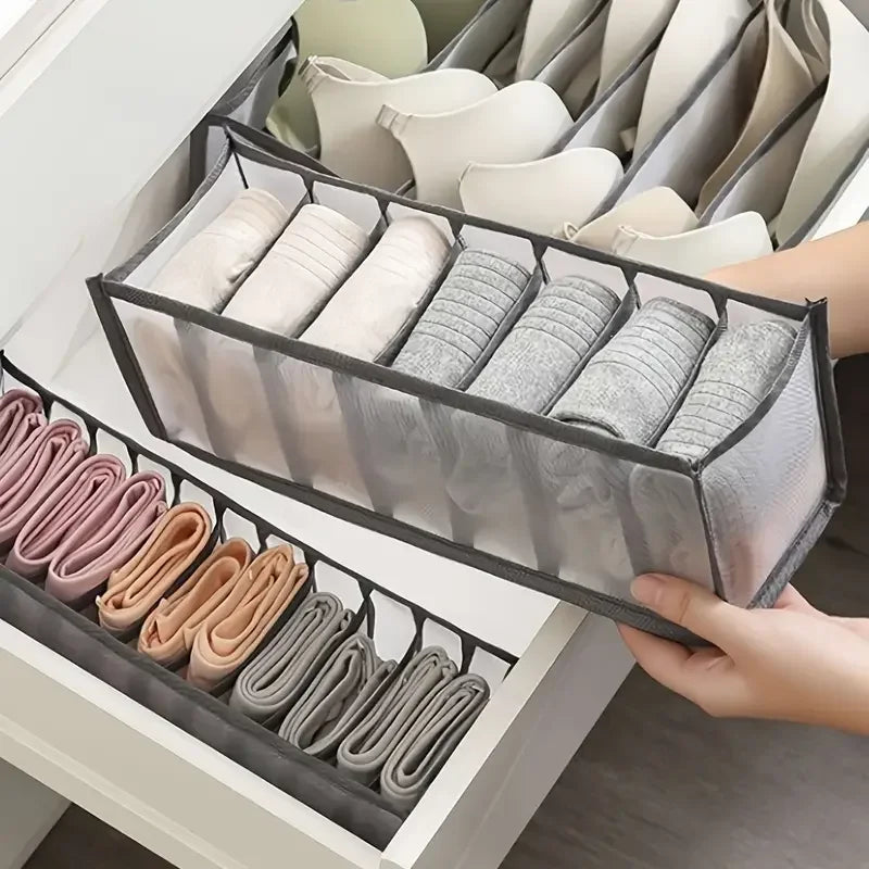 Foldable Closet Organizer Box – 7/9/11 Grid Drawer Storage for Socks, Underwear, Bras & Jeans