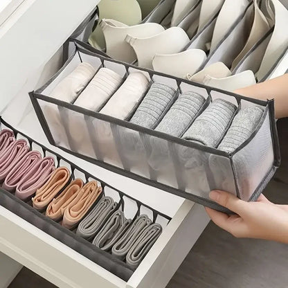 Foldable Closet Organizer Box – 7/9/11 Grid Drawer Storage for Socks, Underwear, Bras & Jeans