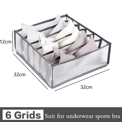 Foldable Clothing Drawer Organizer – Multi-Grid Nylon Storage Box for Jeans, Socks, Bras & Ties