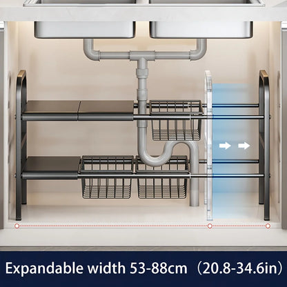 Expandable Under-Sink Cabinet Organizer – Multi-Use Shelf Rack for Kitchen & Bathroom