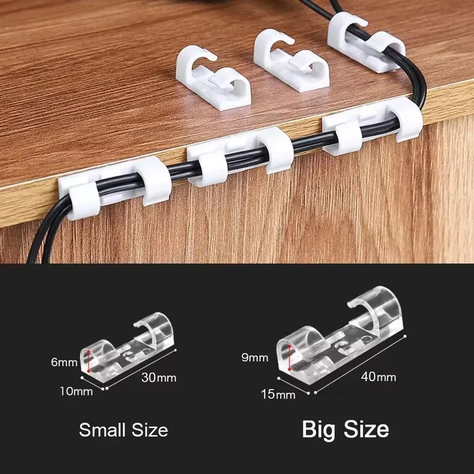 Cable Clips Wire Holder – Self-Adhesive Cord Management Clamps for Home, Office & Car (5 to 60-Pack)