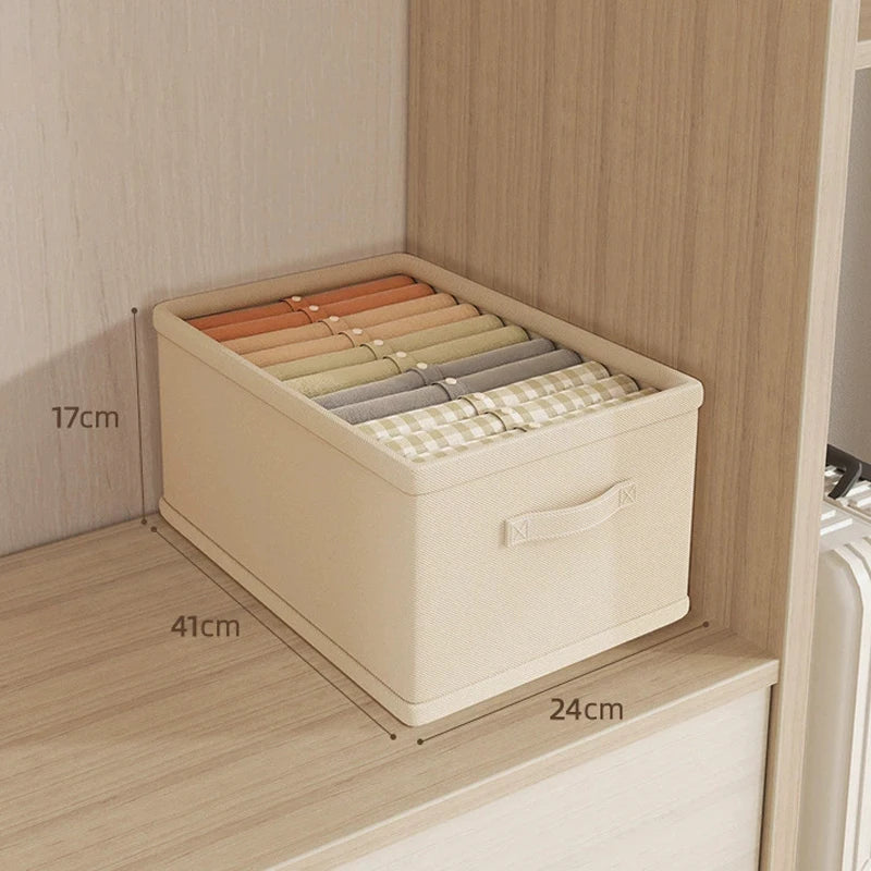 Wardrobe Clothes Organizer Box – Fabric Compartment Storage for Jeans, Trousers, Underwear & Socks