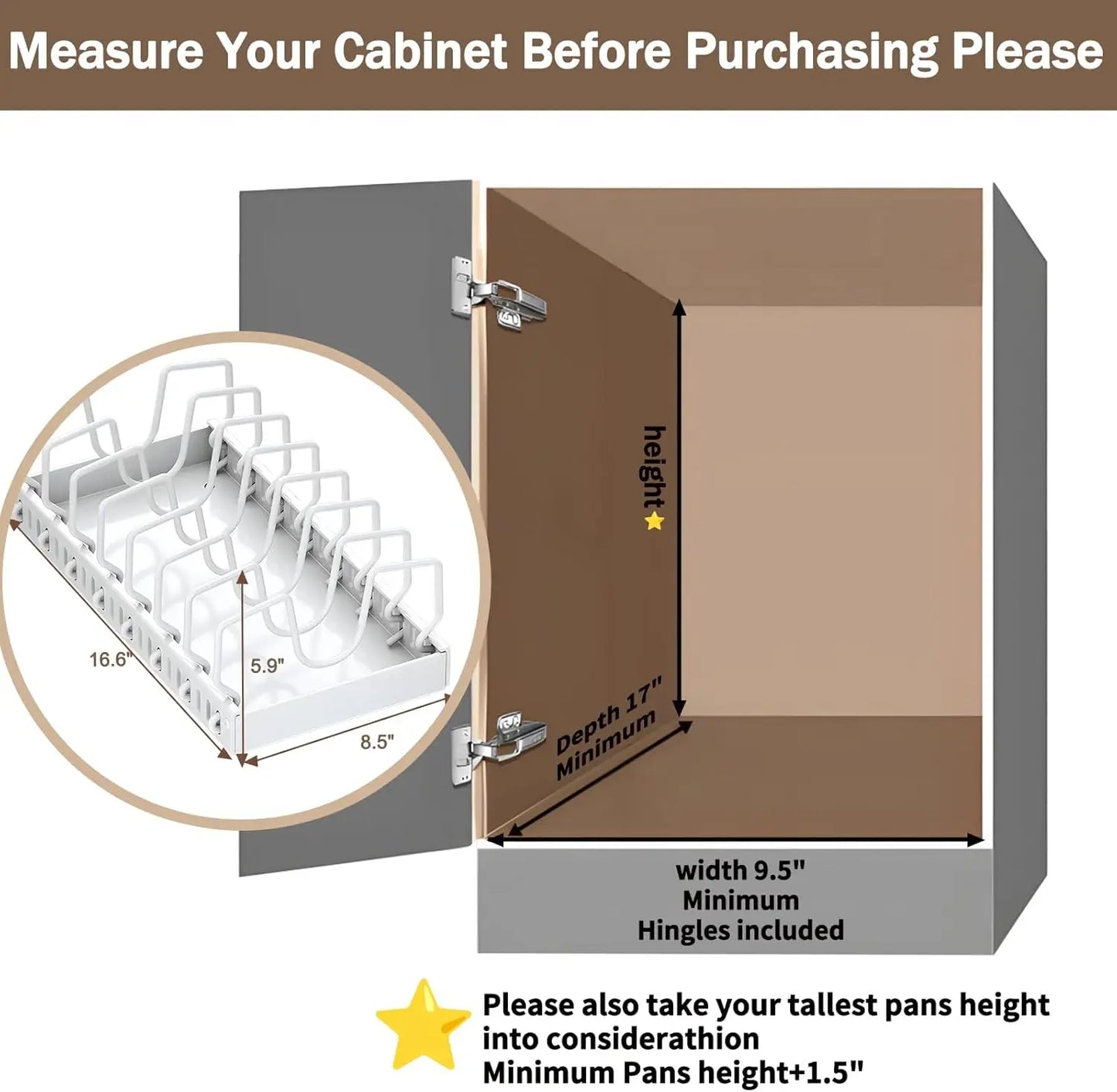 Pull-Out Pots & Pans Organizer – Under Cabinet Storage Rack with Adjustable Dividers & Lid Holder