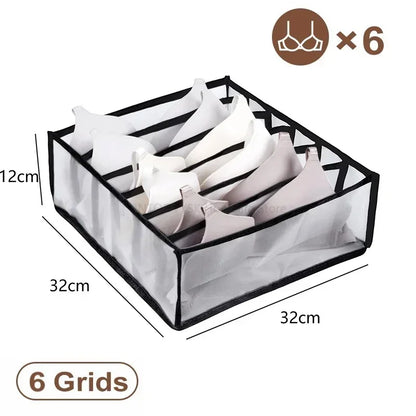 Closet Underwear & Bra Organizer Box – Foldable Non-Woven Drawer Divider for Socks, Ties & Scarves
