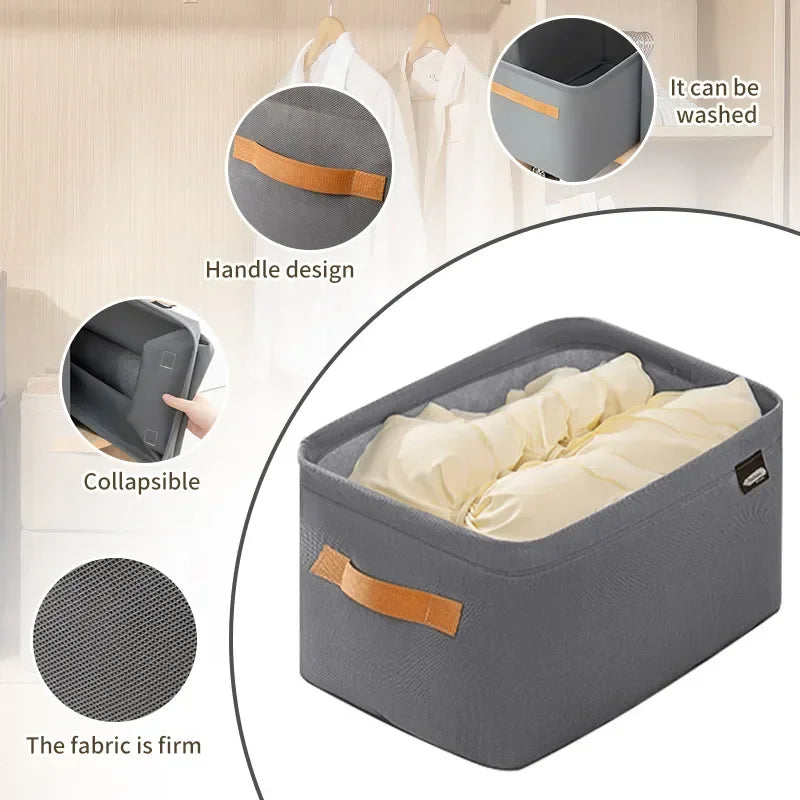 Clothes Storage Organizer Bag – Foldable Non-Woven Wardrobe Box for Pants, Sweaters & Jeans