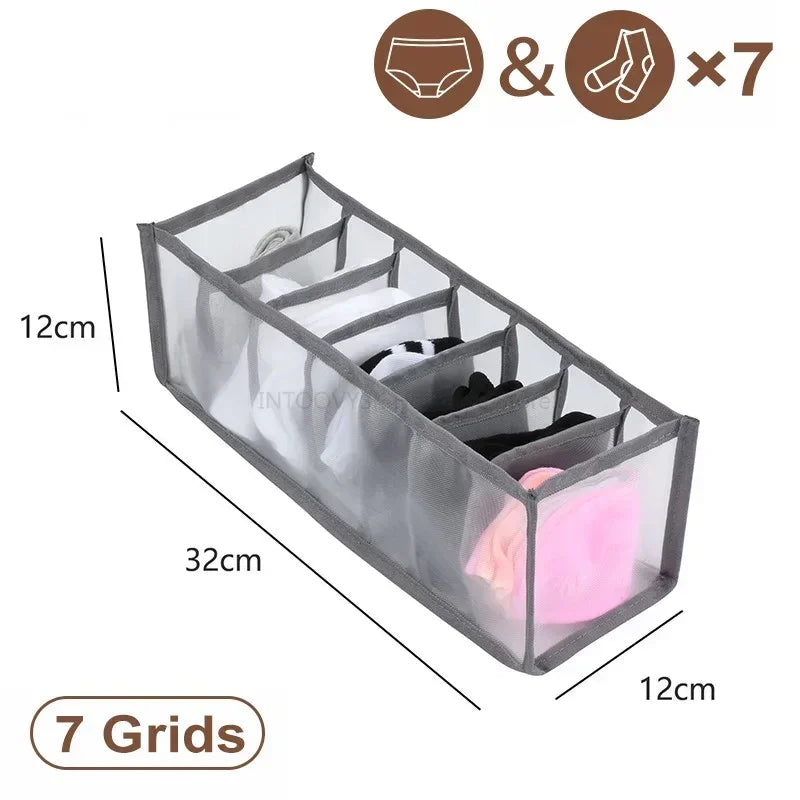 Closet Underwear & Bra Organizer Box – Foldable Non-Woven Drawer Divider for Socks, Ties & Scarves