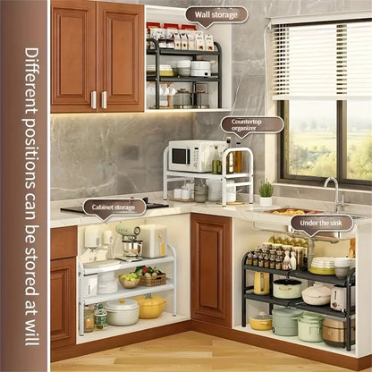 Expandable Under-Sink Cabinet Organizer – Multi-Use Shelf Rack for Kitchen & Bathroom