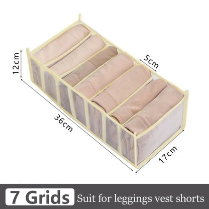 Foldable Clothing Drawer Organizer – Multi-Grid Nylon Storage Box for Jeans, Socks, Bras & Ties