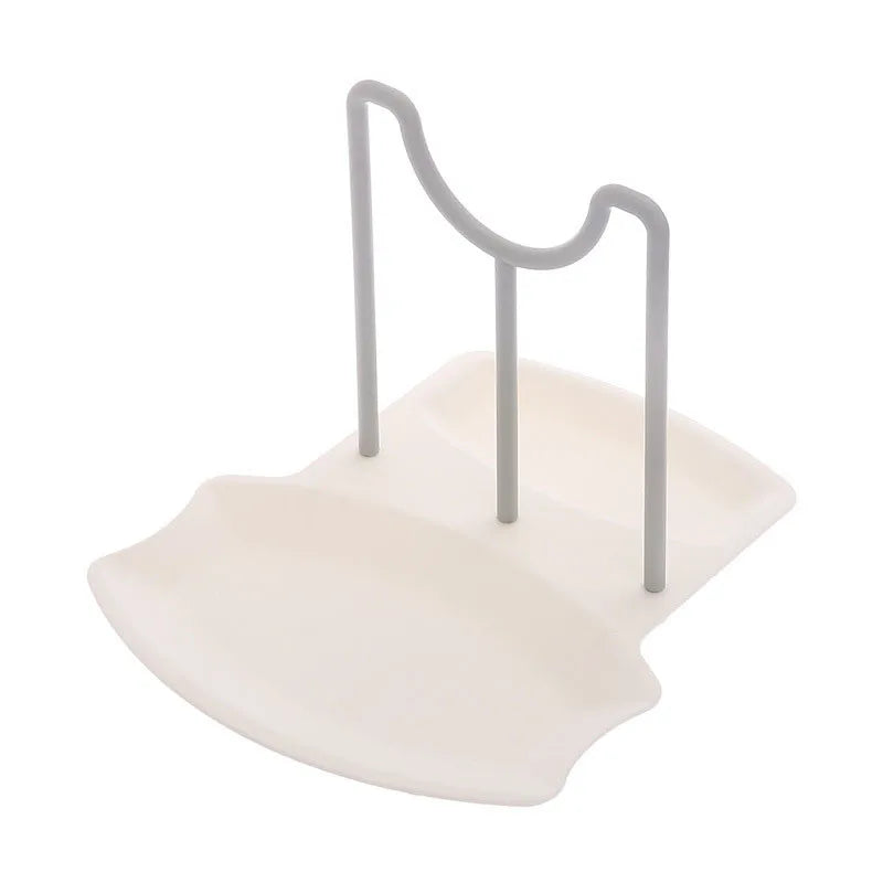 Countertop Pot Lid & Pan Organizer Rack – No-Drill Drying Stand with Spoon Rest