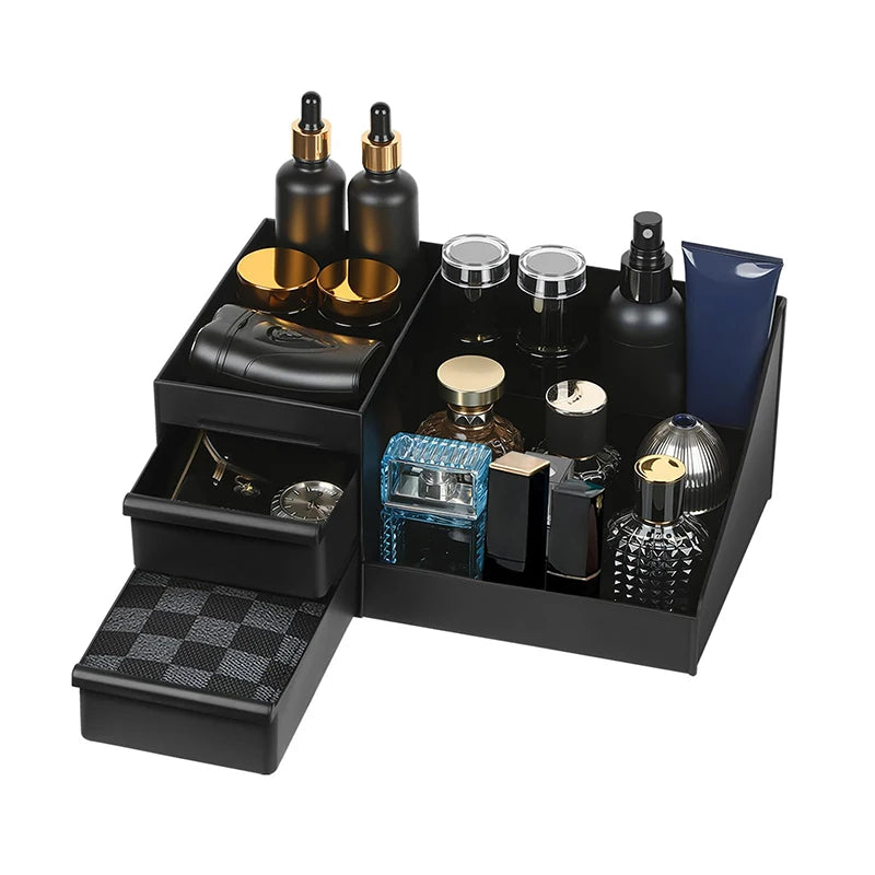 Cologne Organizer For Men – Bathroom Countertop Organizer with Drawers & 7 Compartments