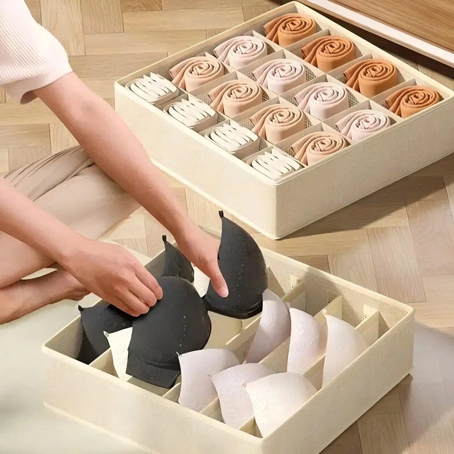 Underwear & Socks Drawer Organizer – Foldable Non-Woven Closet Storage Box for Bras & Underpants