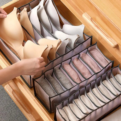 Foldable Drawer Organizer – 7/9/11 Grid Storage Box for Socks, Underwear, Bras & Jeans