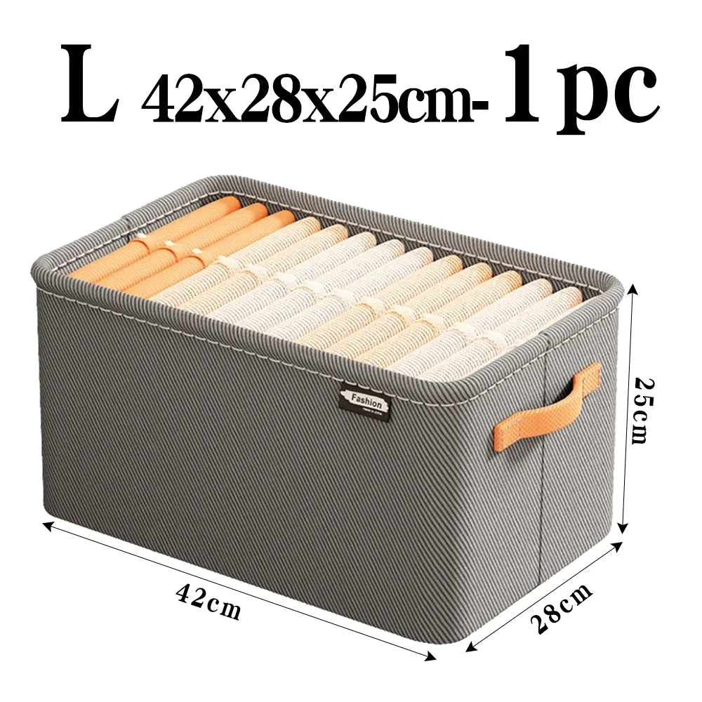Clothes Storage Organizer Bag – Foldable Non-Woven Wardrobe Box for Pants, Sweaters & Jeans